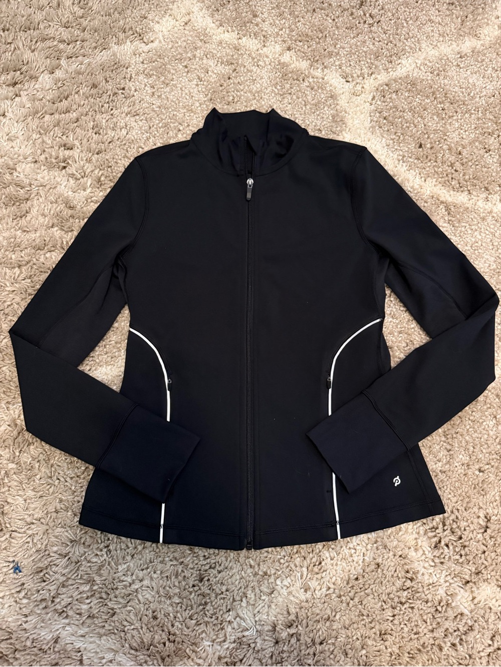 Peloton Black Utility Zip Jacket with White Piping